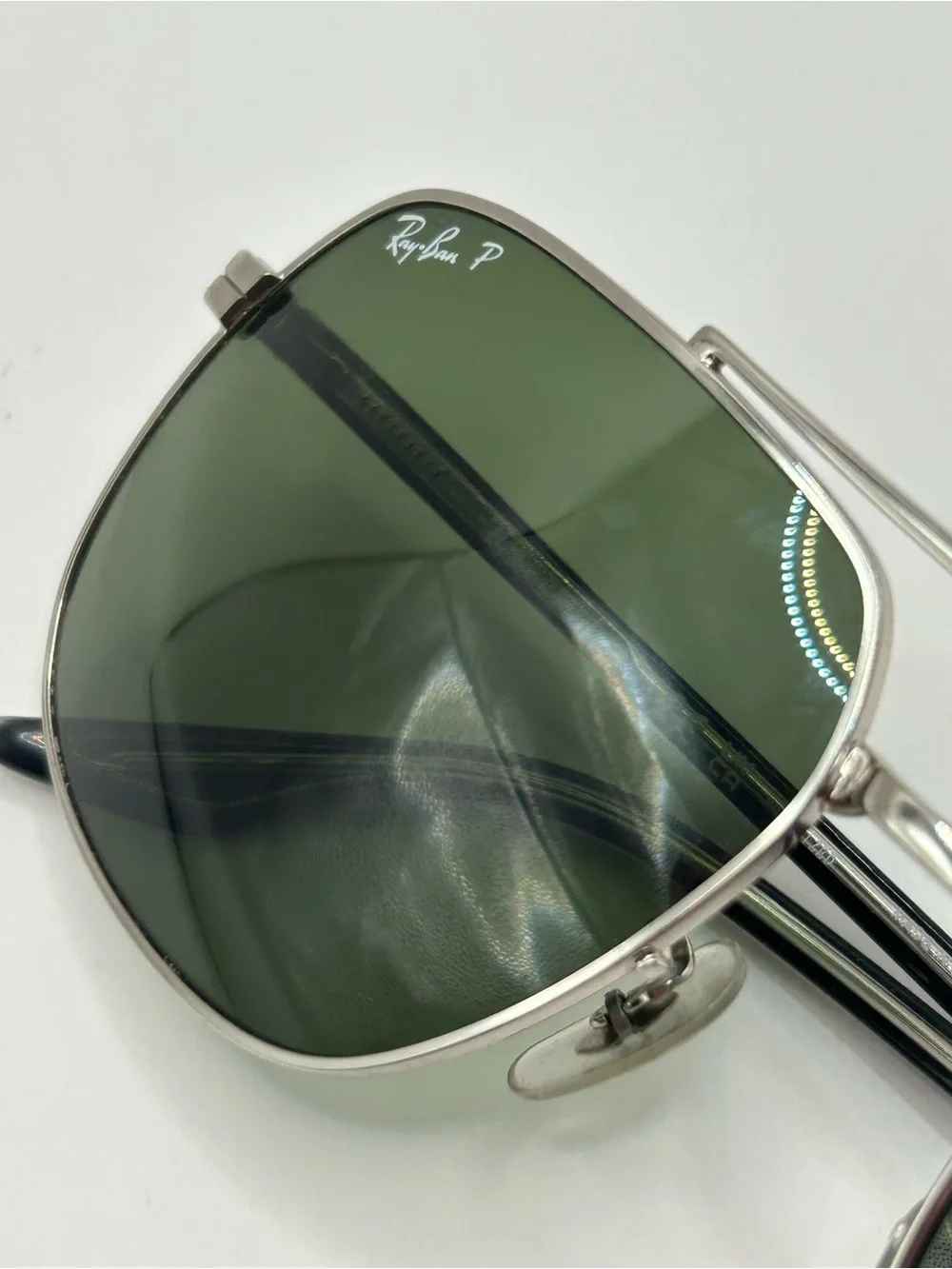 Ray-Ban Silver Frame Dark Green Lens Sunglasses